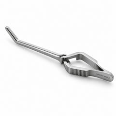 DeBakey Cross-Action Bulldog Clamp – Angled, 12 cm — reverse three-quarter catalogue illustration