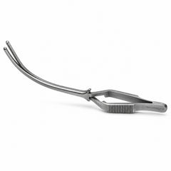 DeBakey Cross-Action Bulldog Clamp – Curved, 12 cm — side profile catalogue illustration