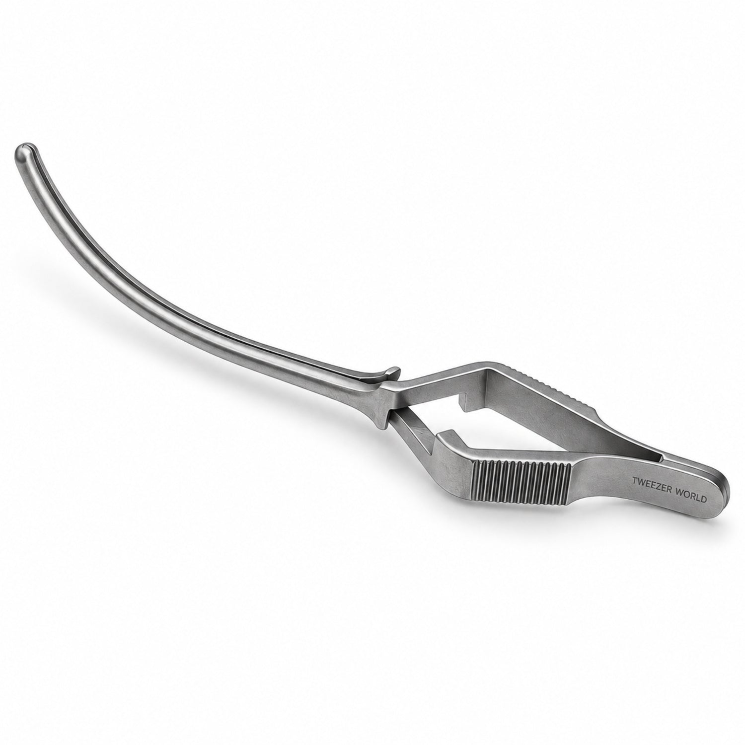 DeBakey Cross-Action Bulldog Clamp – Curved, 12 cm — reverse three-quarter catalogue illustration