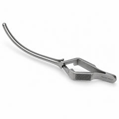 DeBakey Cross-Action Bulldog Clamp – Curved, 12 cm — reverse three-quarter catalogue illustration