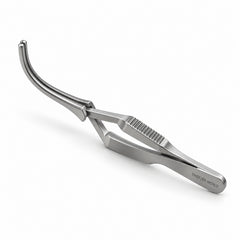 DeBakey Cross-Action Bulldog Clamp – Curved, 20 mm Jaw — side profile catalogue illustration