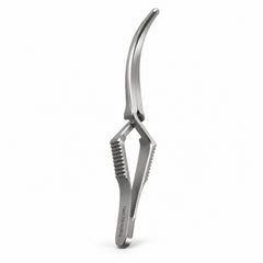 DeBakey Cross-Action Bulldog Clamp – Curved, 45 mm Jaw — corrected side profile catalogue illustration