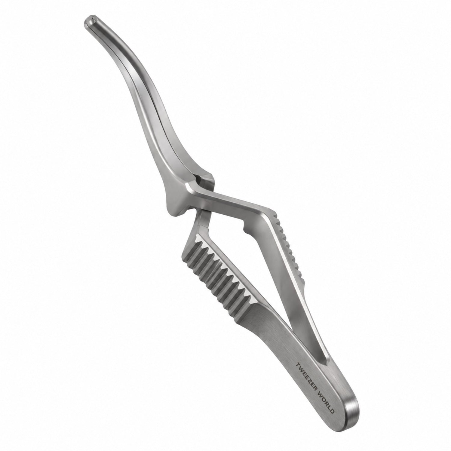 DeBakey Cross-Action Bulldog Clamp – Curved, 45 mm Jaw — reverse three-quarter catalogue illustration