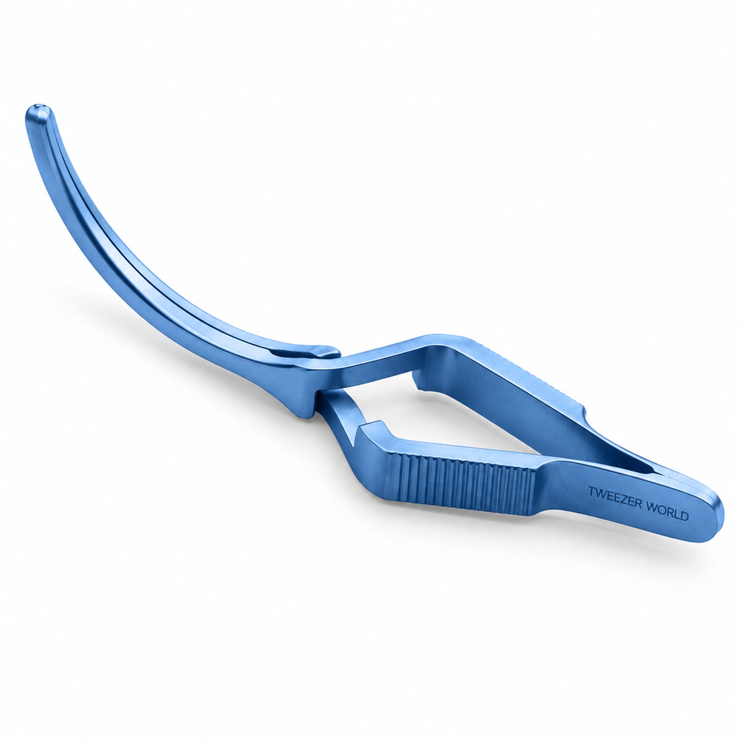 DeBakey Cross-Action Bulldog Clamp Titanium Option – Curved, 10 cm — reverse three-quarter catalogue illustration