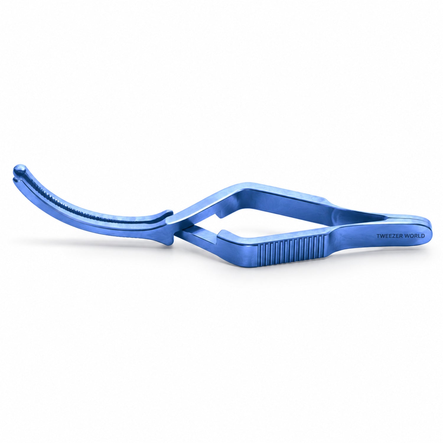 DeBakey Cross-Action Bulldog Clamp Titanium Option – Curved, 7.5 cm — side profile catalogue illustration
