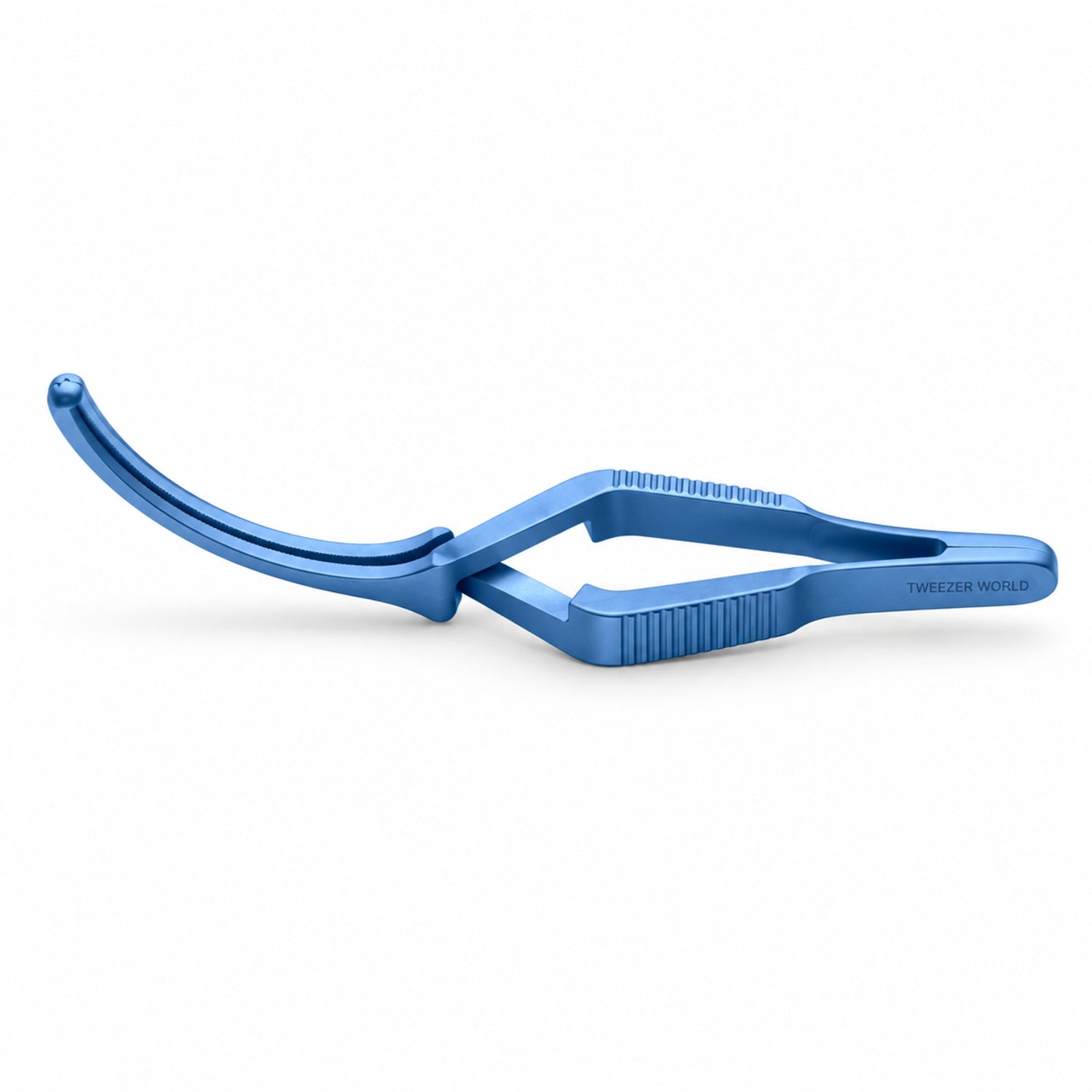 DeBakey Cross-Action Bulldog Clamp Titanium Option – Curved, 8.5 cm — side profile catalogue illustration