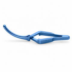 DeBakey Cross-Action Bulldog Clamp Titanium Option – Curved, 8.5 cm — side profile catalogue illustration