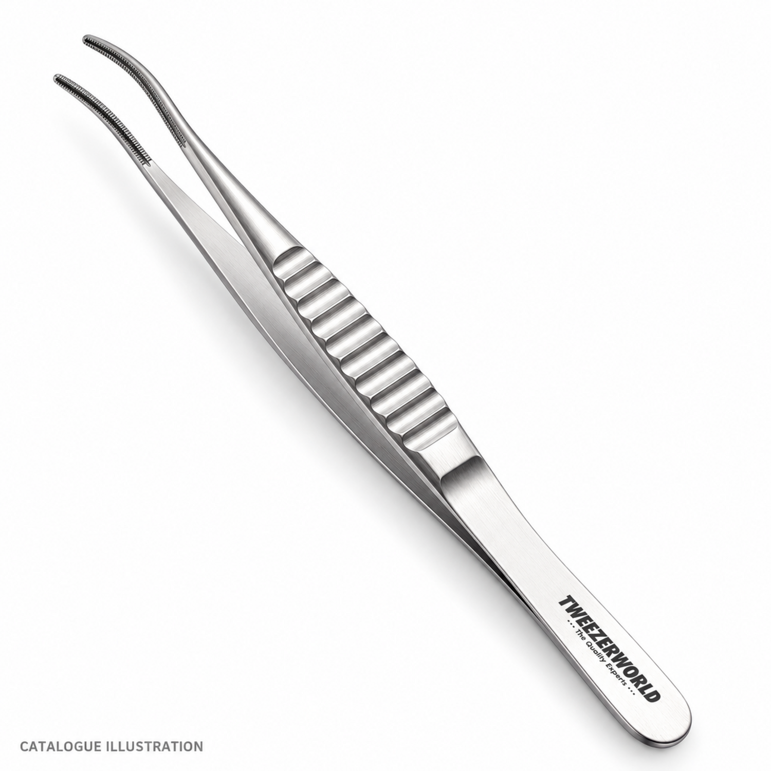 TWEEZER WORLD DeBakey curved forceps catalogue illustration; exact model subject to sample verification