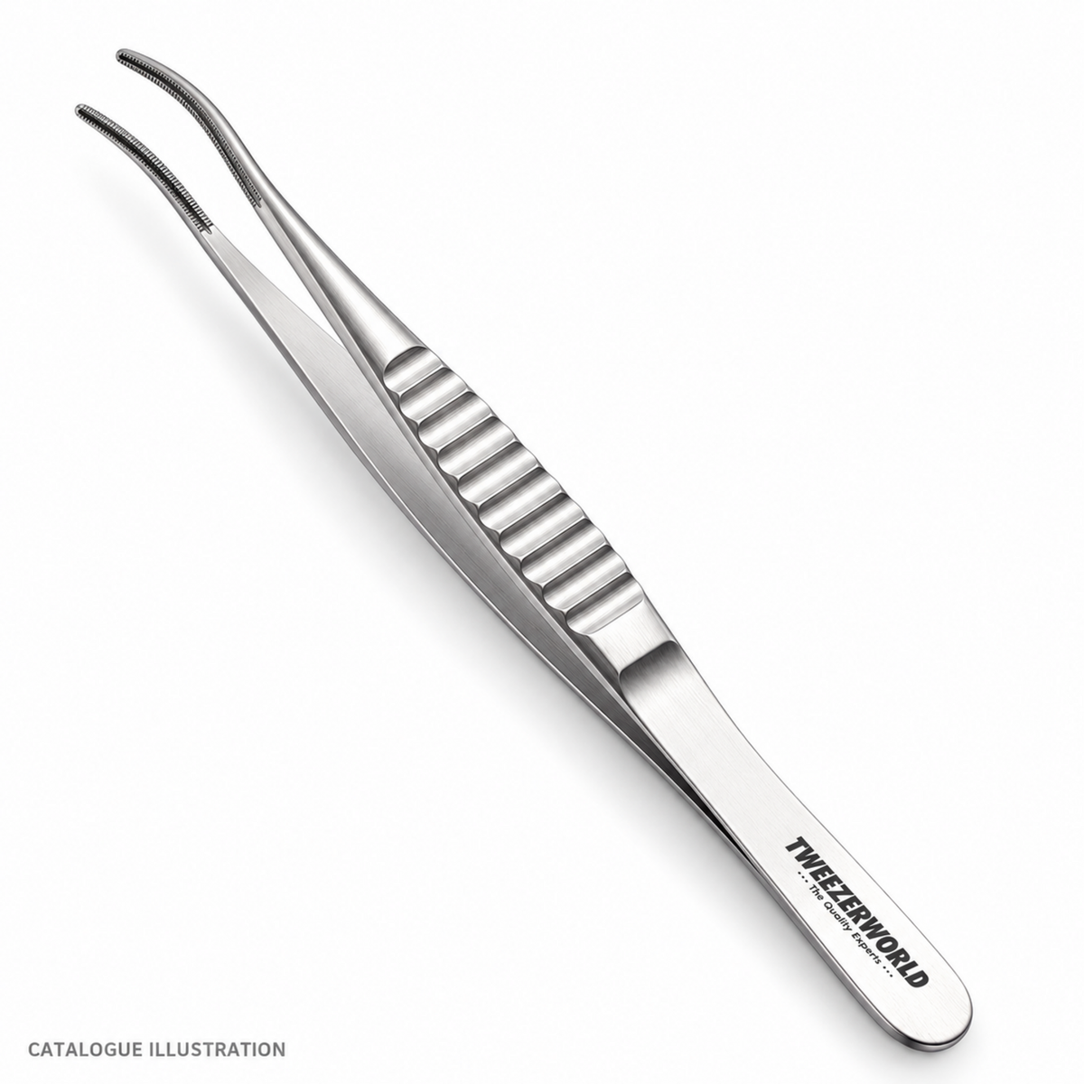 TWEEZER WORLD DeBakey curved forceps catalogue illustration; exact model subject to sample verification
