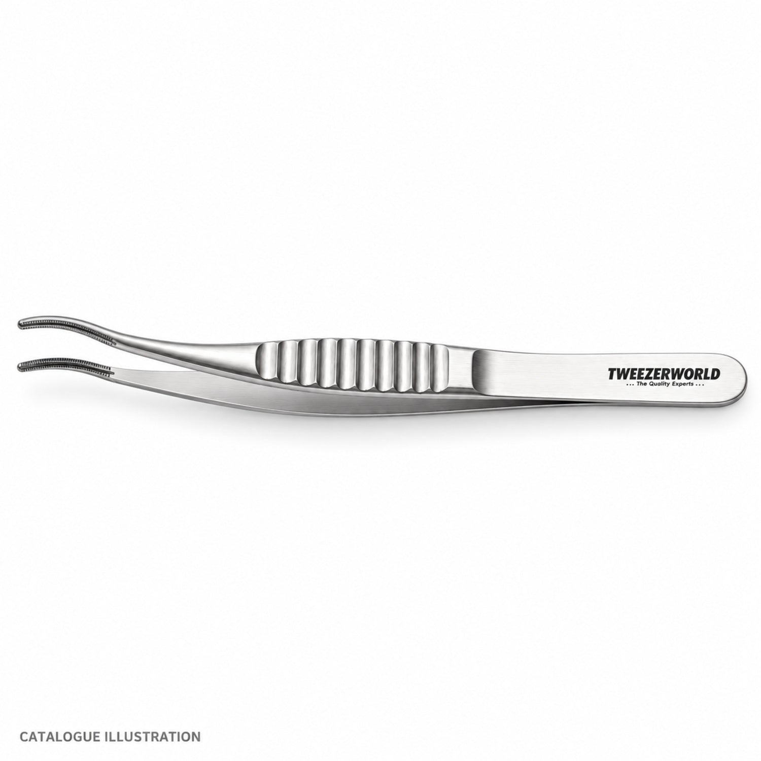 TWEEZER WORLD DeBakey curved forceps, top view — catalogue illustration; sample geometry pending verification