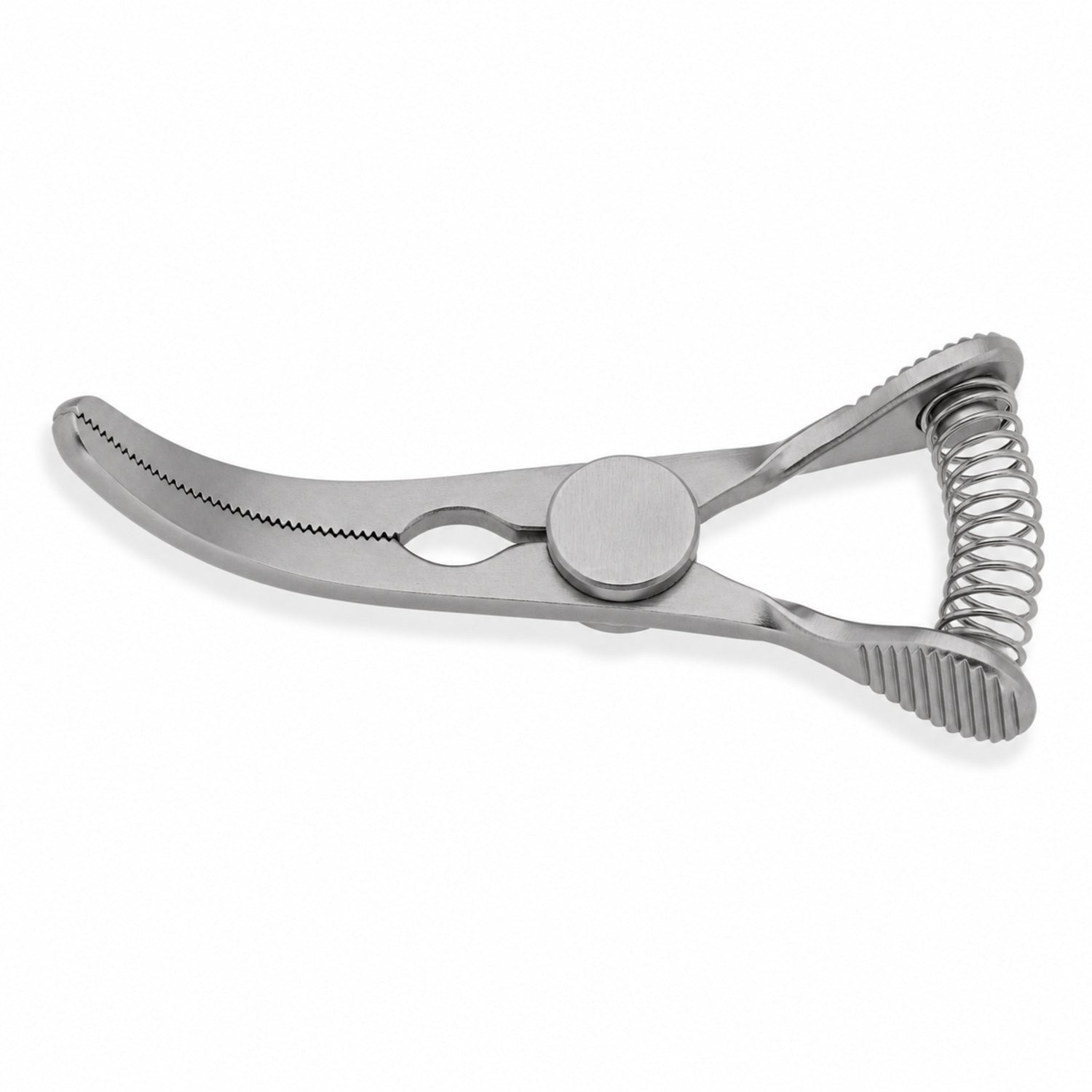 DeBakey Glover Bulldog Clamp – Curved, 25 mm Jaw — catalogue illustration on white background