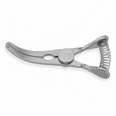 DeBakey Glover Bulldog Clamp – Curved, 25 mm Jaw — catalogue illustration on white background