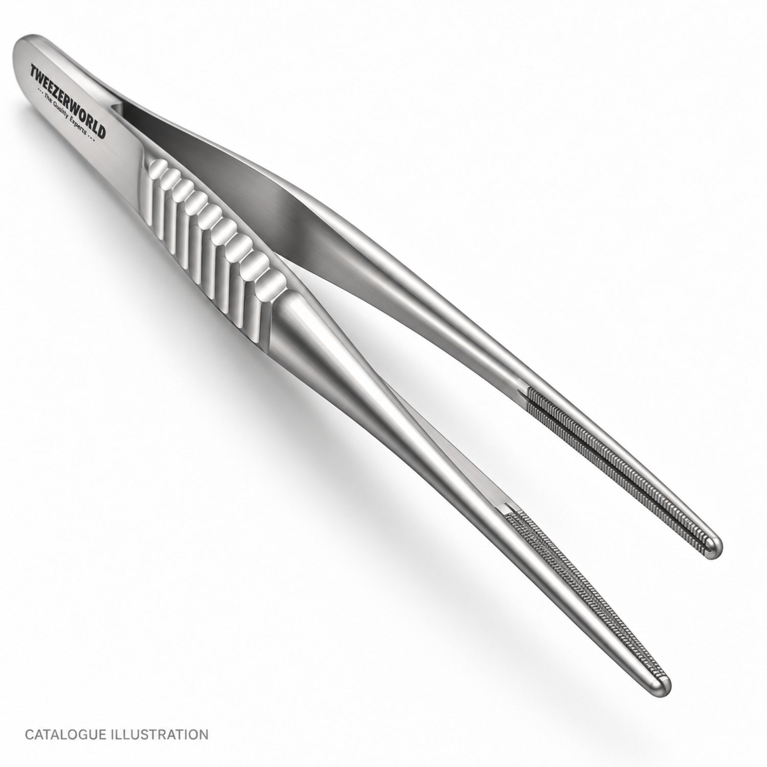 TWEEZER WORLD DeBakey long forceps, tip detail view — catalogue illustration; sample geometry pending verification