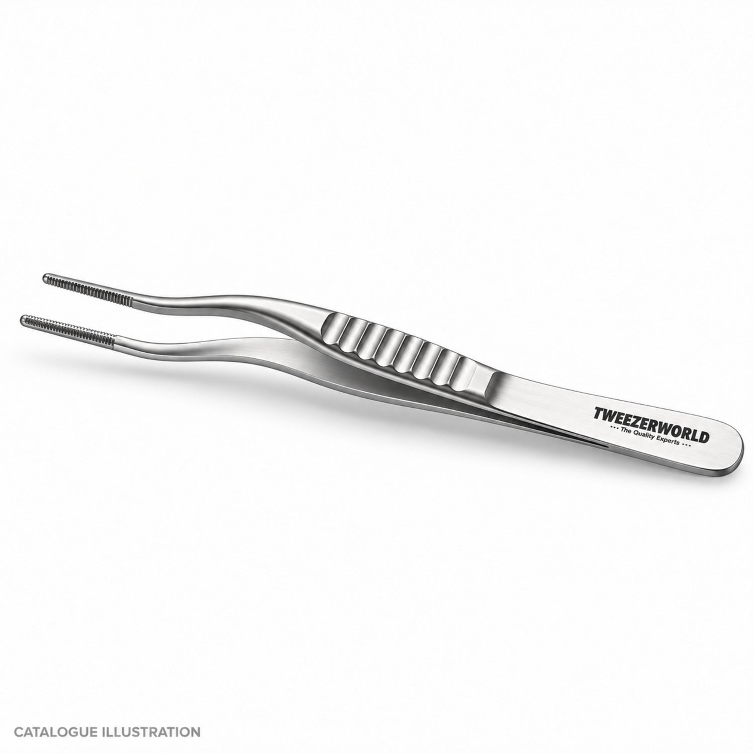 TWEEZER WORLD DeBakey s-curve forceps, side view — catalogue illustration; sample geometry pending verification