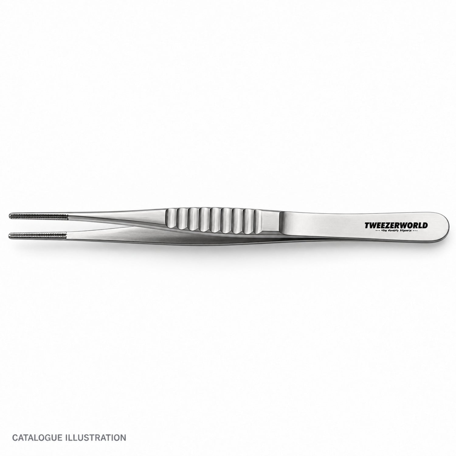 TWEEZER WORLD DeBakey straight forceps, top view — catalogue illustration; sample geometry pending verification