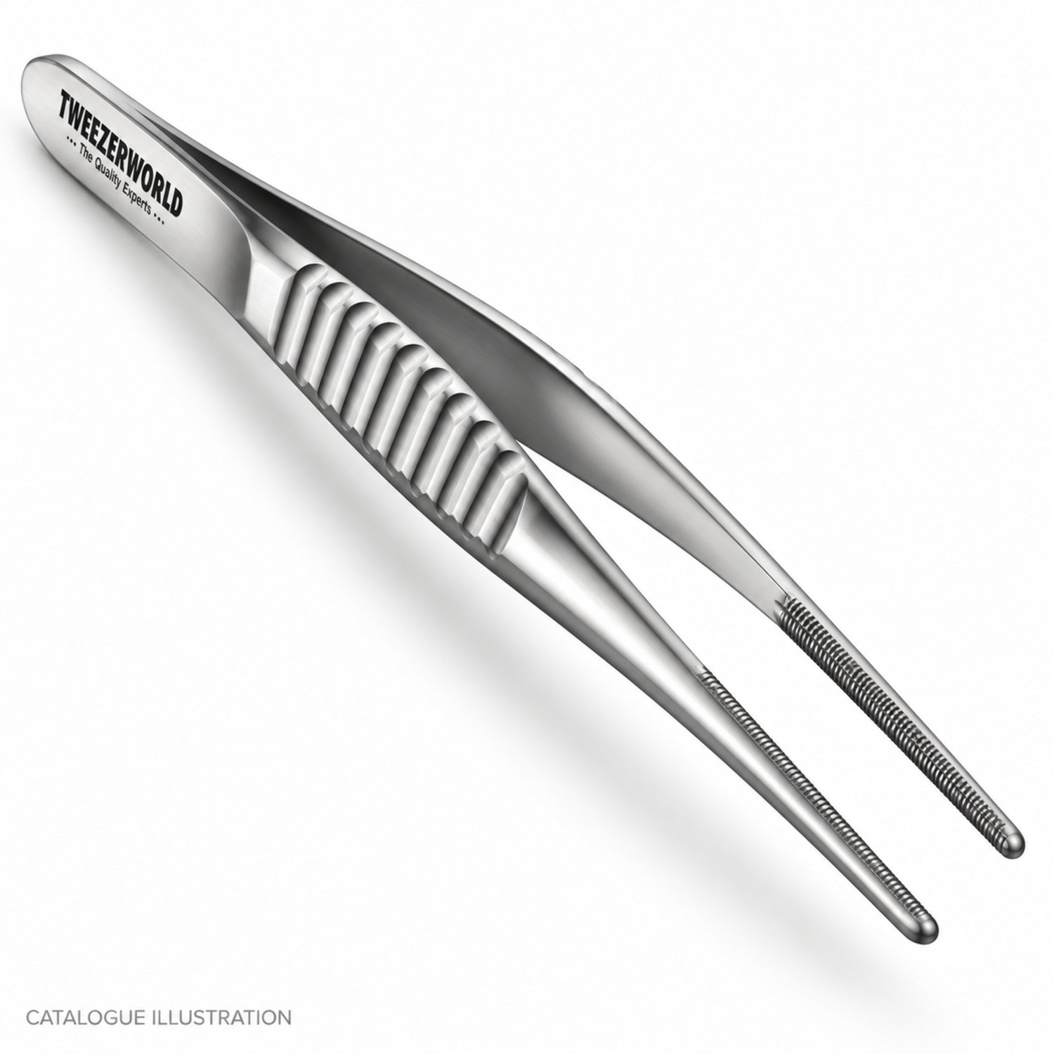 TWEEZER WORLD DeBakey titanium forceps, tip detail view — catalogue illustration; sample geometry pending verification