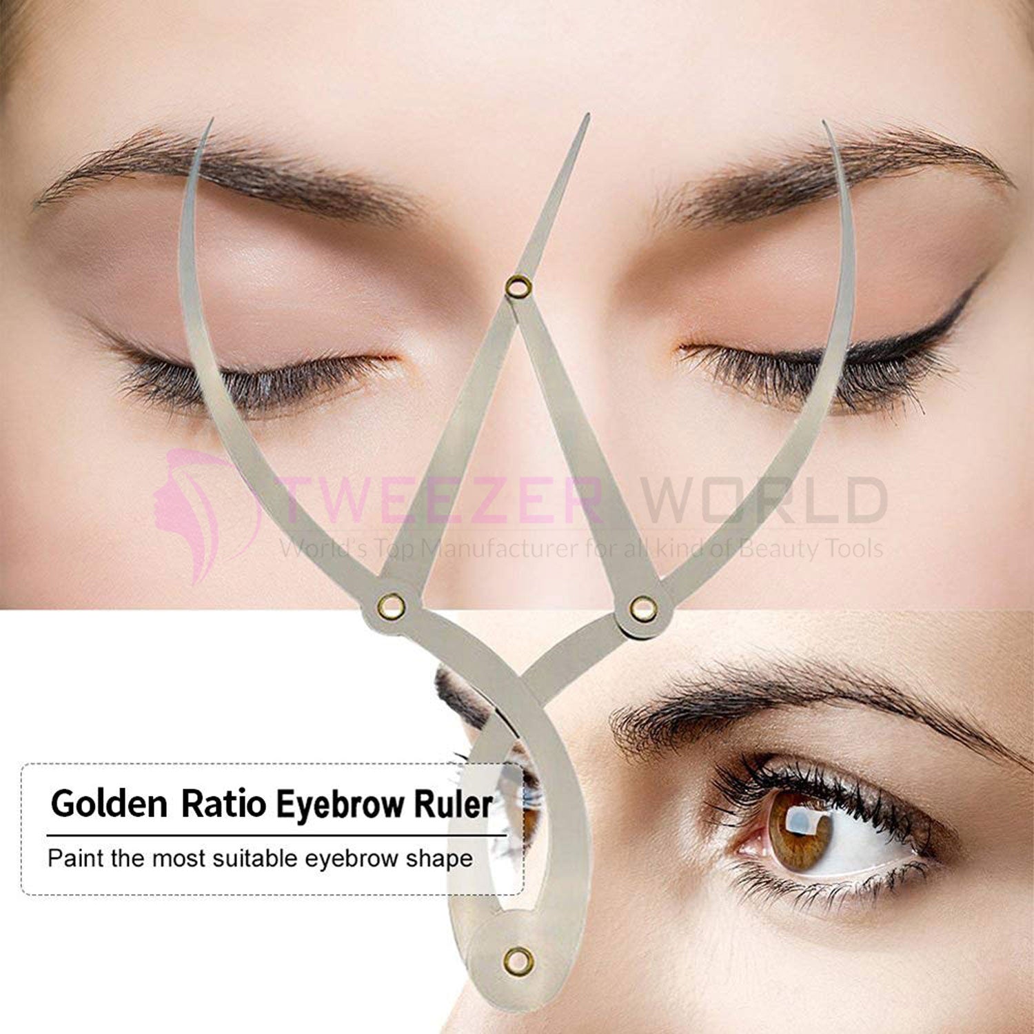 Golden Ratio Eyebrow Mapping Stainless Steel Eyebrow Ruler with Case