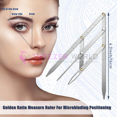 3 Pieces Tattoo Eyebrow Ruler 3-Point Positioning Silver Eyebrow Ruler