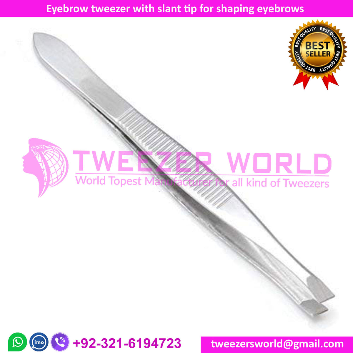 Eyebrow tweezer with slant tip for shaping eyebrows