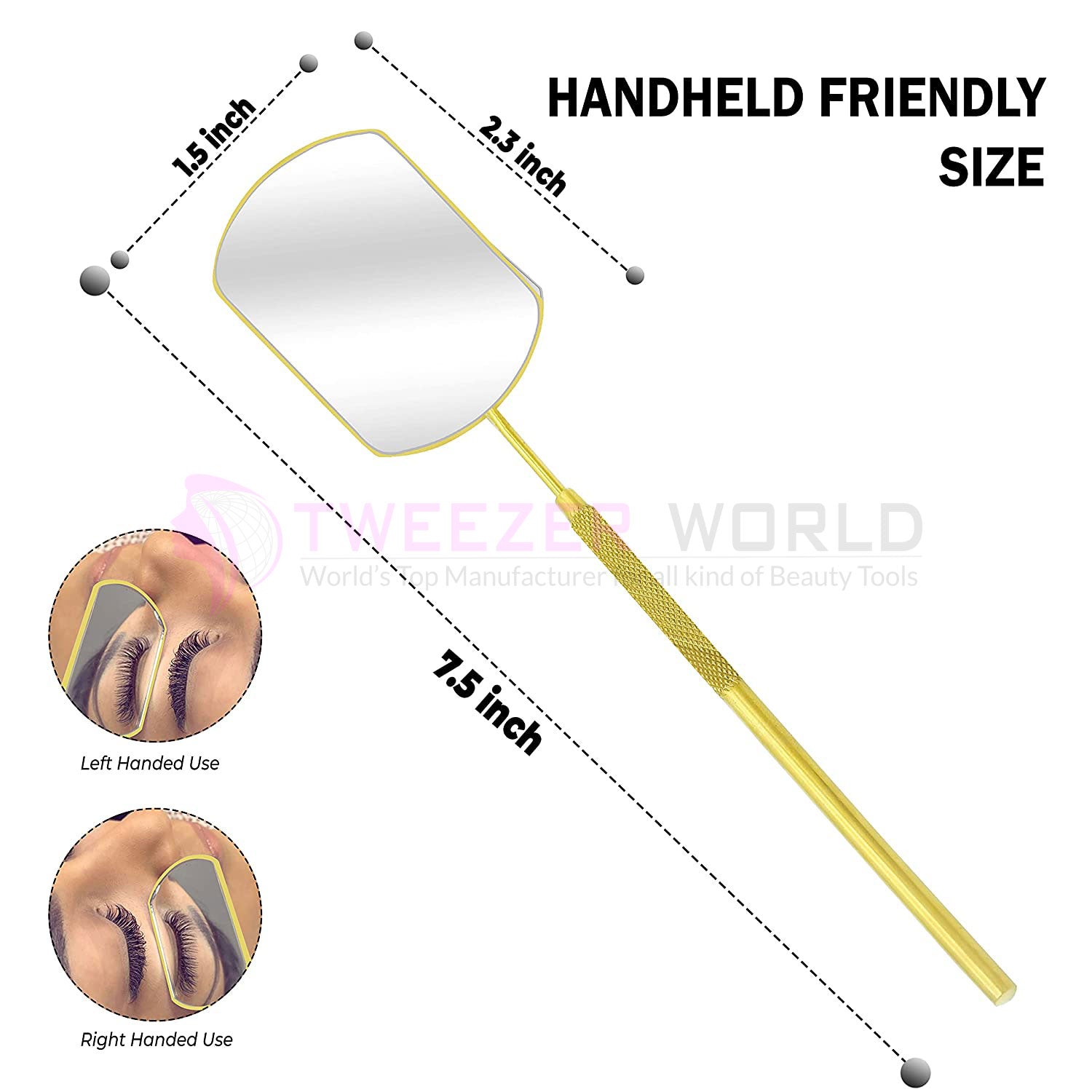 Amazon Best Seller Golden Universal Lash Mirror For Eyelash Extensions