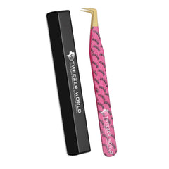 2pcs Diamond Grip Titanium Coated Gold Tip Tweezers Lashes Set