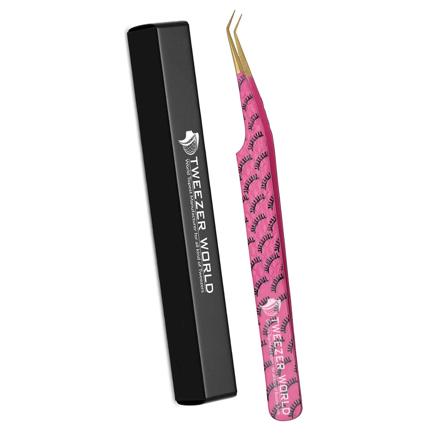 60 Degree Diamond Grip Titanium Coated Gold Tip Individual Lash Tweezers