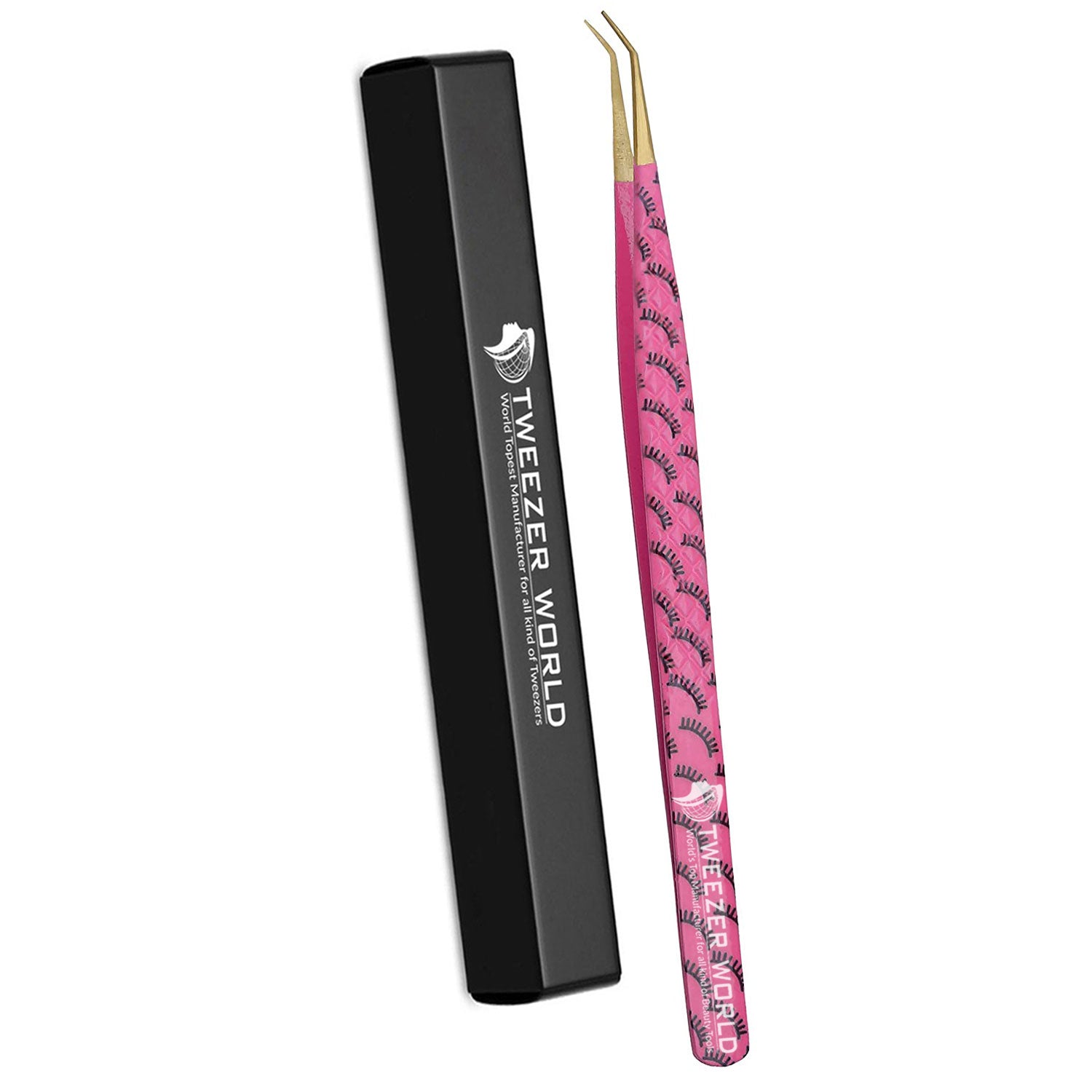 2pcs Diamond Grip Titanium Coated Gold Tip Best Lashing Tweezers Set