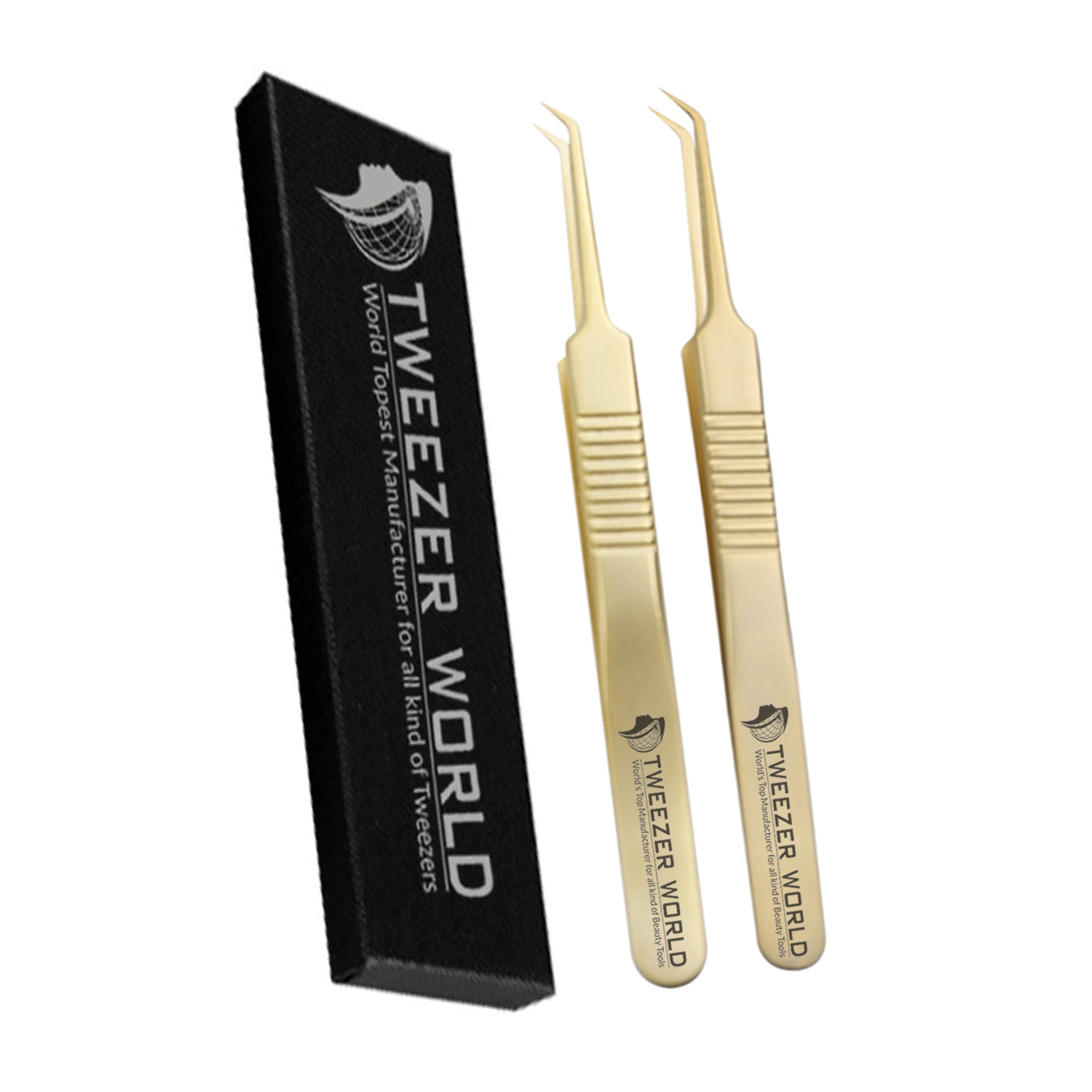 2pcs Dumont Titanium Coated Gold Eyelash Extension Tweezers Set