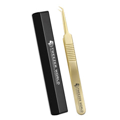 2pcs Dumont Titanium Coated Gold Eyelash Extension Tweezers Set