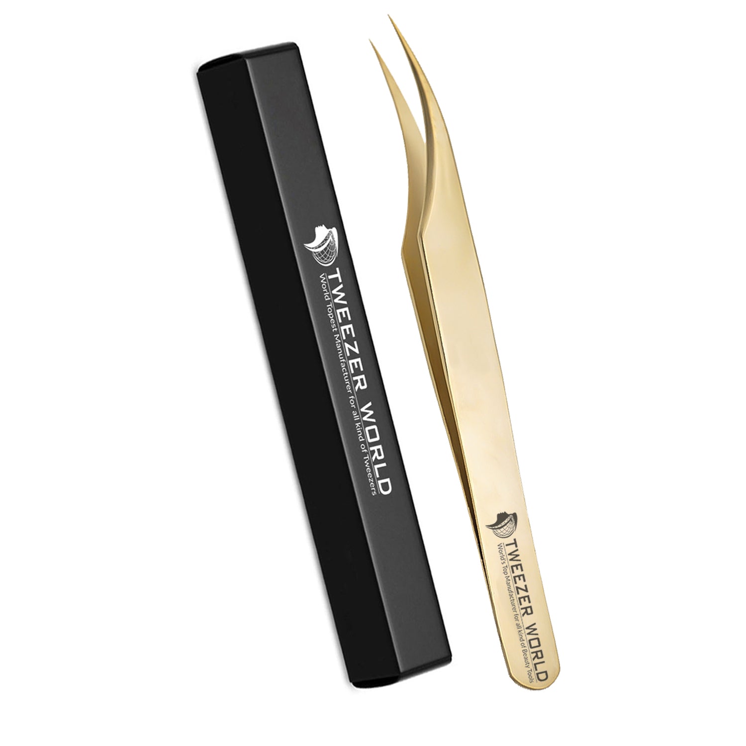 2pcs Titanium Coated Gold Plated Eyelash Extension Tweezers Set