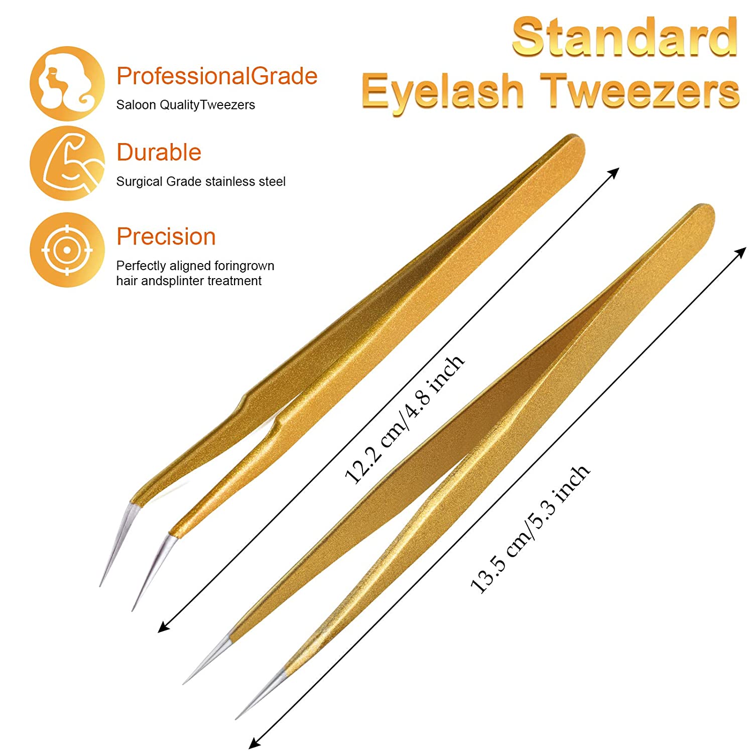 gold tweezers for lashes with sizes