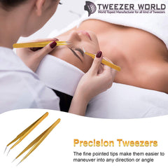 gold tweezers lashes set with use