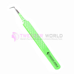 90 Degree Diamond Grip Green Handle Eyelash Extension Tweezers