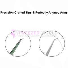 45 Degree Angled Isolation Green Handle Best Eyelash Tweezers