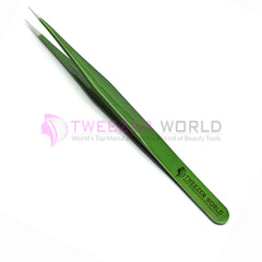 Straight Isolation Fine Point Shiny Green Best Isolation Tweezers