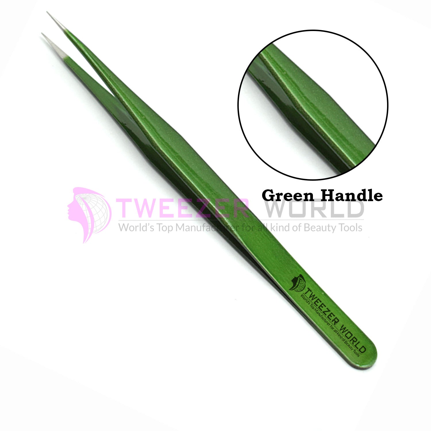 Straight Isolation Fine Point Shiny Green Best Isolation Tweezers