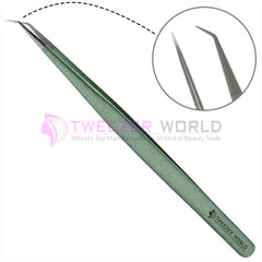 45 Degree Angled Isolation Green Handle Best Eyelash Tweezers