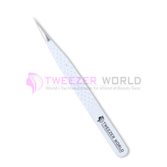 Diamond Grip Needle Nose Tip White Handle Straight Isolation Tweezers