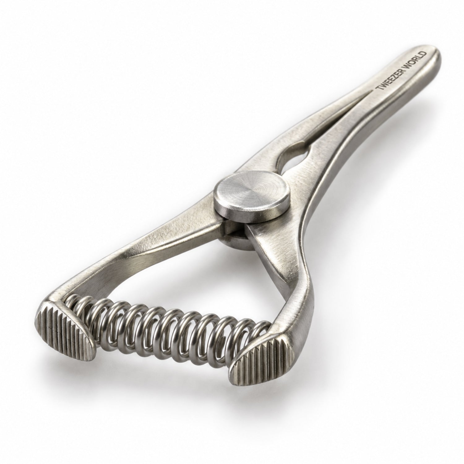 Mini Glover Bulldog Clamp Titanium Option – Slightly Curved, 15 mm Jaw — front perspective catalogue illustration
