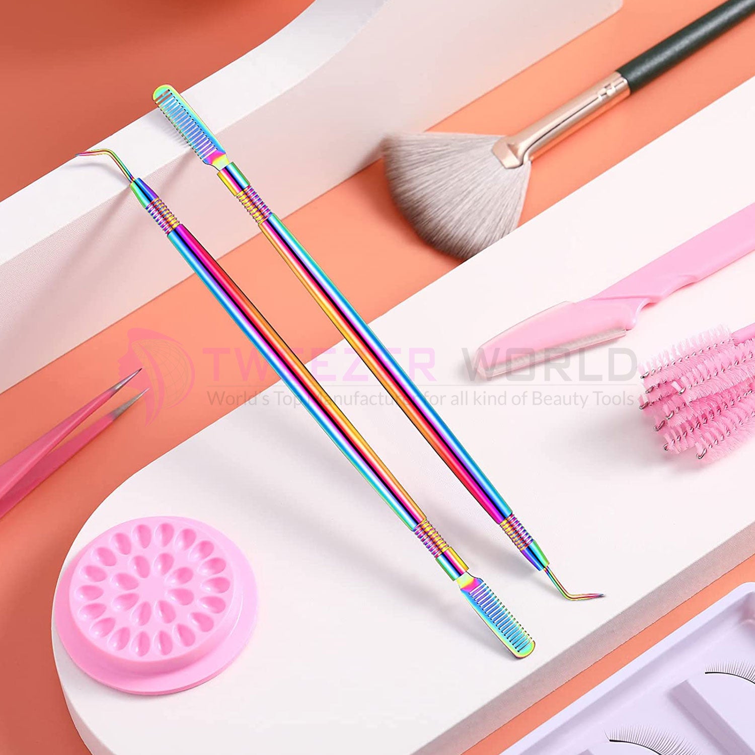 2pcs Rainbow Extension Lash Lifting Perm Tool Set with Separation Comb