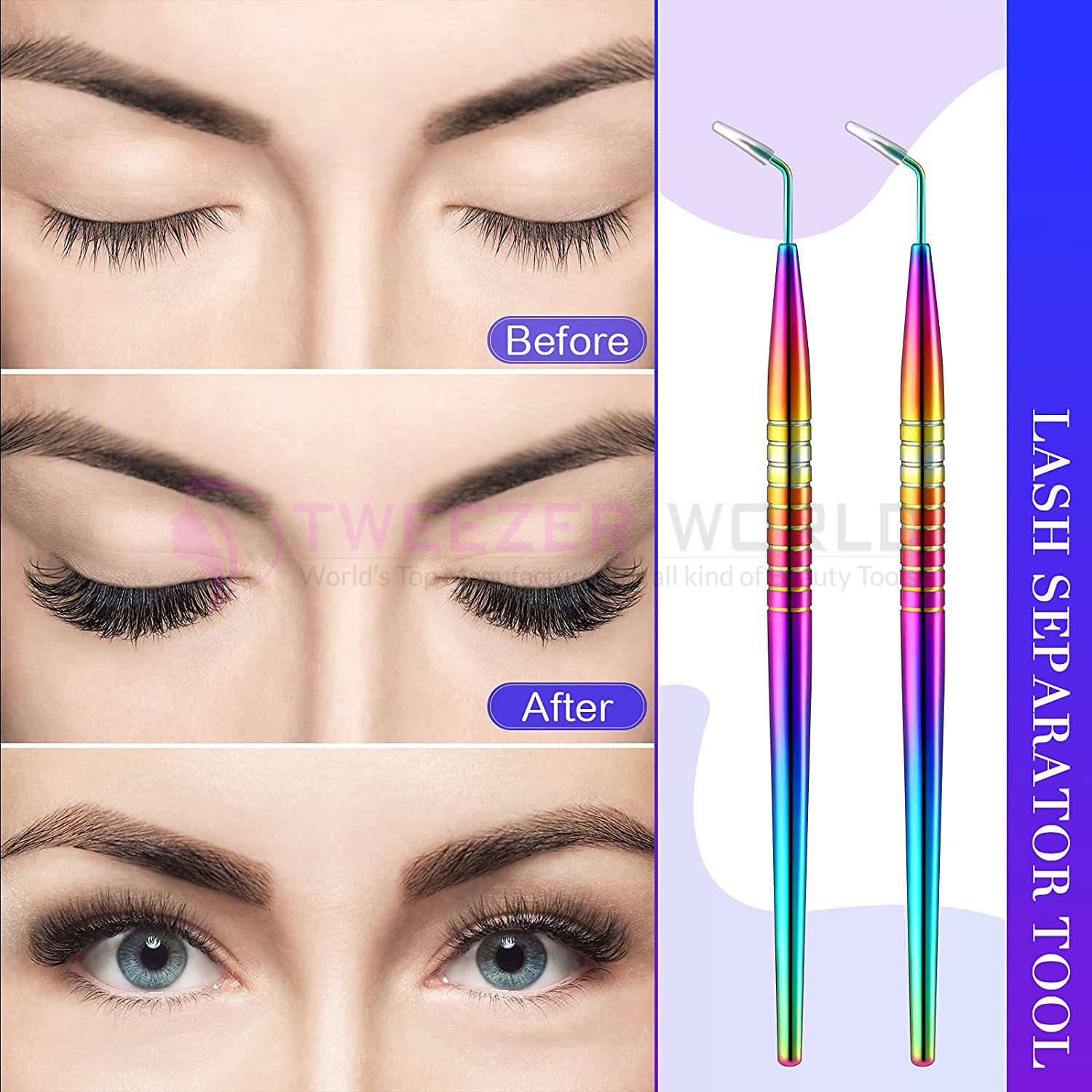 2pcs Rainbow Shine Eyelash Extension Lash Lifting Perm Tool Set