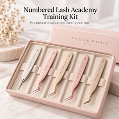 Numbered Lash Academy Training Kit — proposed configuration (AI-generated concept illustration, not verified production product)