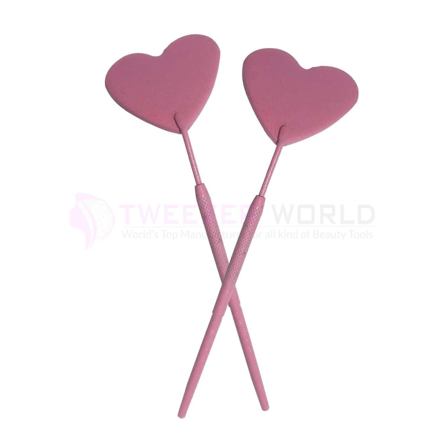 Heart-Shape Pink Powder Coated Eyelash Extension Mirror