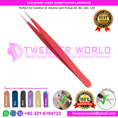 Red Powder Coated Quality Eyelash Extension Tweezers Pointed Tip