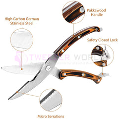 Premium Poultry Shears, Multi-Purpose Scissors with wood Handle