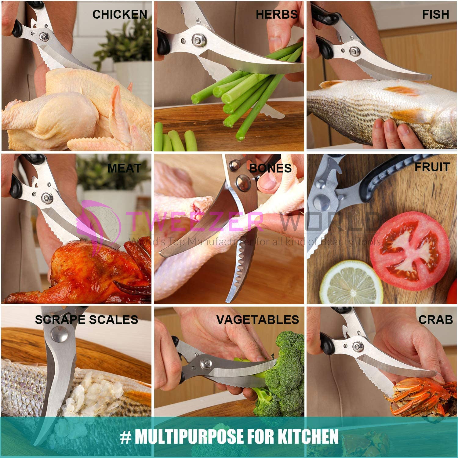 Poultry Shears, Multi-Function Kitchen Gadgets, Sharp Kitchen Shears