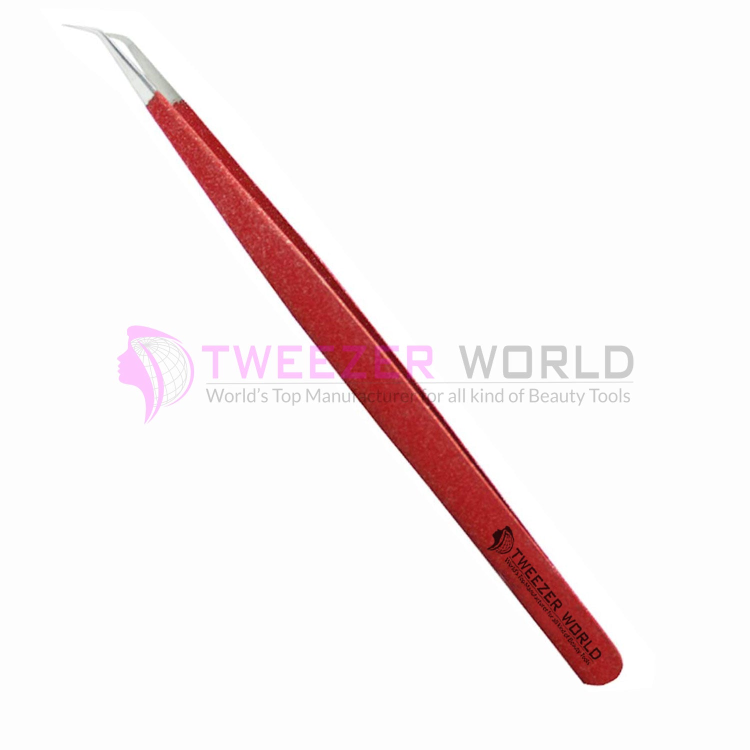 45 Degree Angled Eyelash Red Handle Extension Tweezers