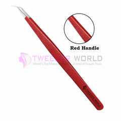 45 Degree Angled Eyelash Red Handle Extension Tweezers