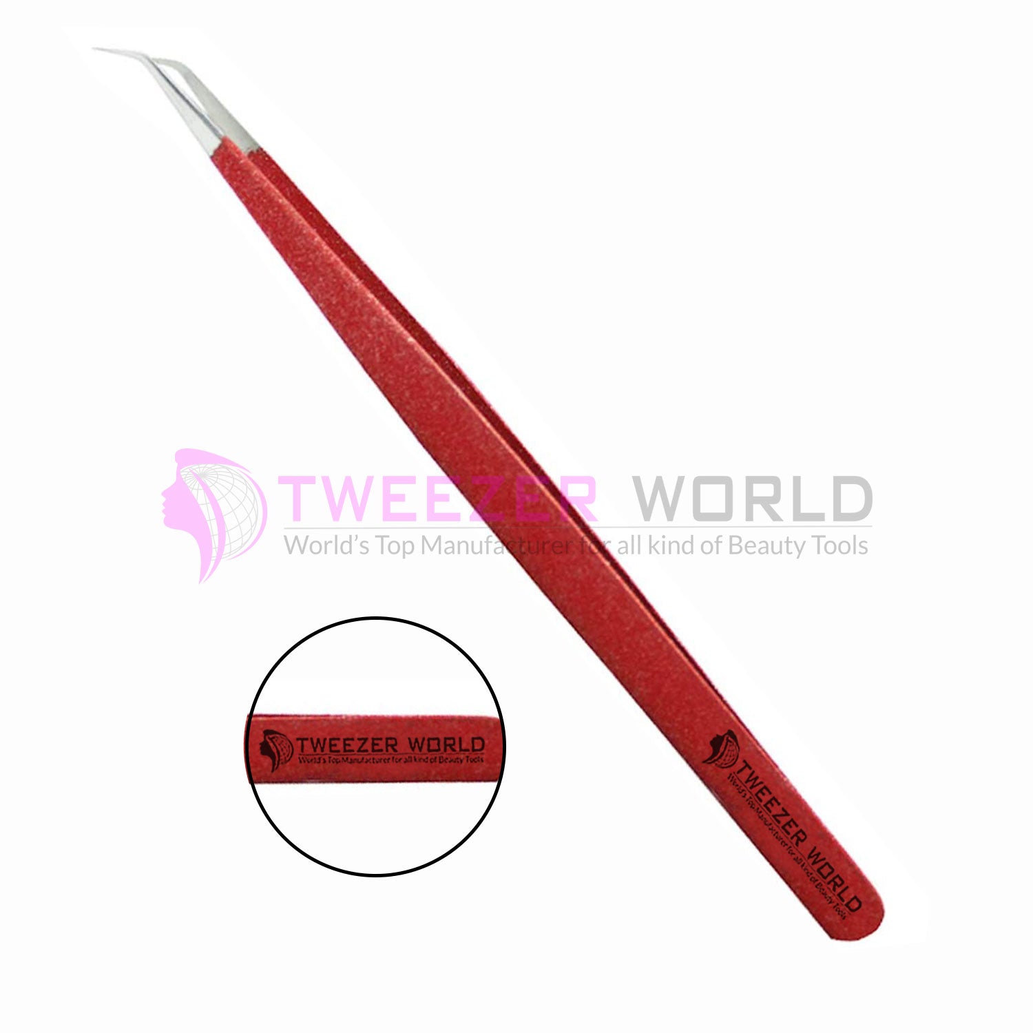 45 Degree Angled Eyelash Red Handle Extension Tweezers