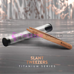 Slanted Tip Titanium Coated Rose Gold Eyebrow Tweezers